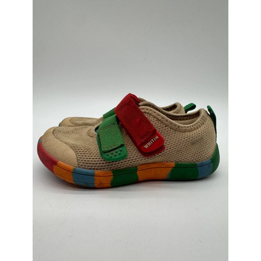 WHITIN Kids Barefoot Shoes US 9.5 Size 26 Beige Multicolor Double Strap Sneakers